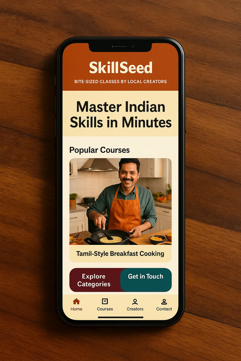 Phone mockup with SkillSeed app